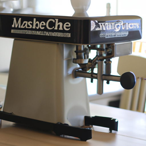 Een deegkneedmachine op een keukentafel met een beschrijving van de krasvrije coating