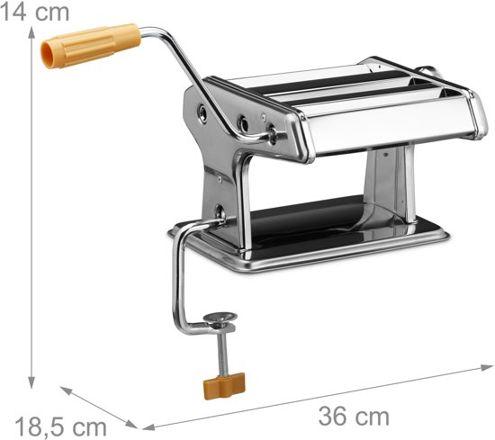 Relaxdays pastamachine verchroomd metaal pastamaker pasta machine zilver 9200000080293204_22